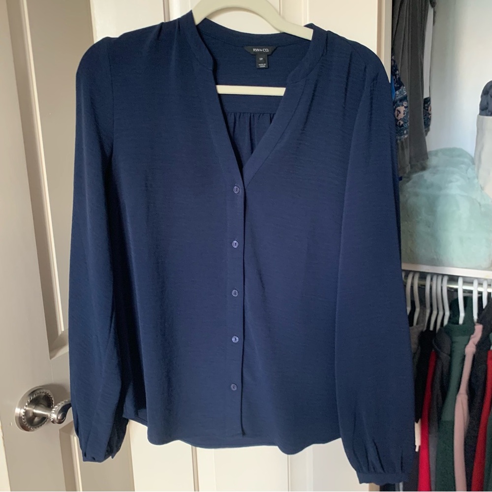 RW&CO Navy Blue Women's Blouse